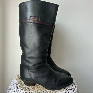 Aldo vintage Black and Brown Leather Heeled Boots